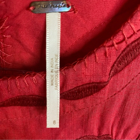 Free People Birds Of A Feather Coral Red Embroidered Sleveless Mini Dres… - Picture 8 of 16